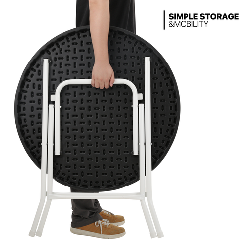 Black[32 INCH FOLDABLE ROUND TABLE]Portable Outdoor Camping Barbeque Picnic Desk - Bild 12 von 12