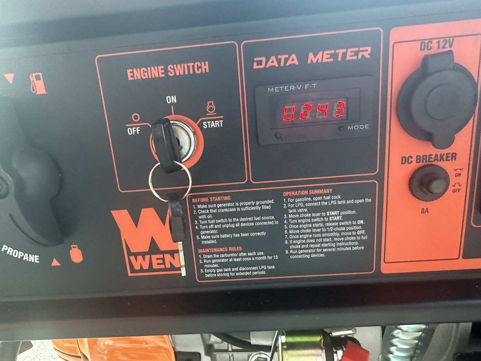 WEN DF1100T 11,000Watt 120V/240V Dual Fuel Portable Generatorused 5