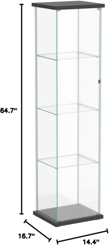 Glass Display Cabinet 4 Shelves with Door, Easy to Install, Solid Tempered Glass - Picture 2 of 10