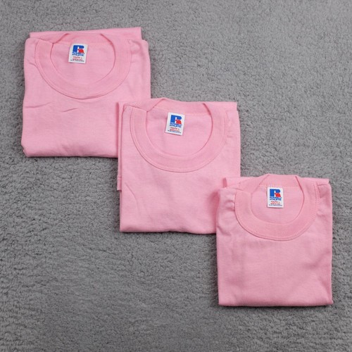 VINTAGE Russell Athletic Lot of 3 Youth L Lt. Pink Short Sleeve T-Shirts