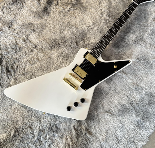 In Stock White Explorer electric guitar gold hardware 2H Pickups black pickguard - Picture 2 of 8