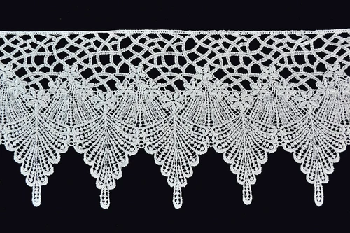 White 6" Embroidered Venice Lace Floral by yard