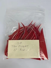 50 PACK TrueFlight 5" Inch Archery Feathers Right Wing Parabolic Cut Red NEW