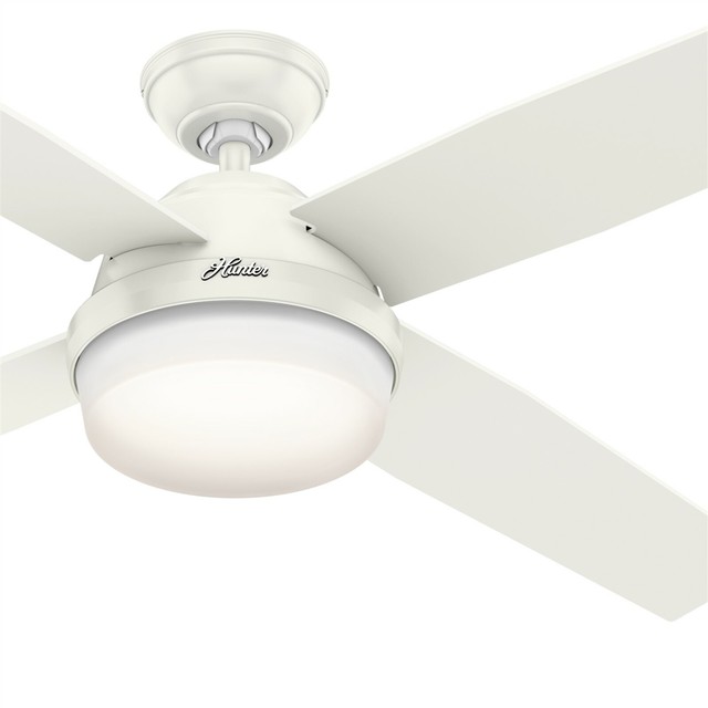 Hunter Fan 60 Inch Fresh White Ceiling With Led Light Kit And Remote Control