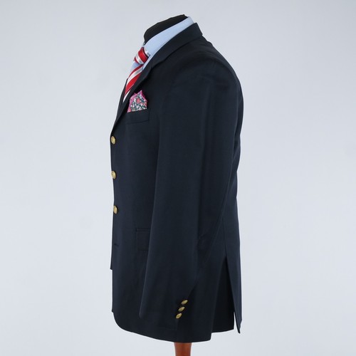 Mens Navy Blue Sport Coat 42L US Size FRANCO FORTE Wool Blazer Vintage Jacket - Picture 4 of 13