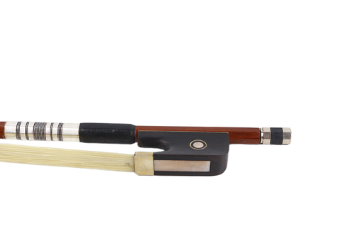 Viola Bow 16inch Brazilian Ebony Frog Inlay Straight Natural White Horsehair new - Picture 2 of 7