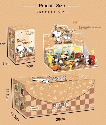 Peanuts Snoopy Supermarket Blocks box ‘ Snacks Area ‘ 8 To Collect Set Gift - Picture 3 of 7