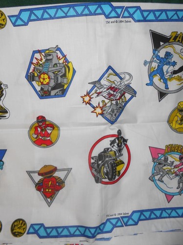 Vintage 1994 Kids Mighty Morphin Power Rangers Fabric 4 Panels 44"x17" New Cond - Picture 9 of 11