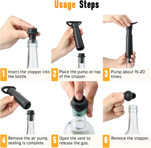 Wine Vacuum Pump & 4 Stopper, Wine Saver & Preserver, Reusable Air Remover Pump - Bild 4 von 12
