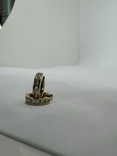 Vintage 14K Gelbgold 0,15ctw Diamant Creolen Set Huggie, Kinder? " - Bild 4 von 11