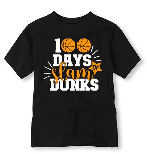 100 Giorni di Slam Dunks, Maglia Basket 100 Giorni, 100° Giorno di Scuola Ragazzi Shirt - Foto 2 di 4