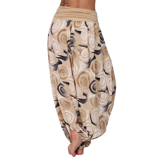 Women Elastic Waist Boho Floral Harem Trousers Baggy Wide Leg Palazzo Pants - Picture 16 of 60