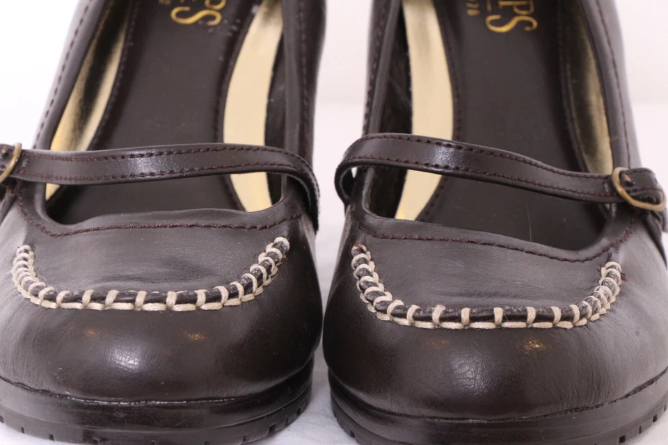 Ralph Lauren Chaps Mena Marrón Correa Mary Jane Zapatos de Tacón de Cuña para Mujer 8 B Foto 3 de 4
