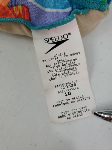 SPEEDO Girls Vintage Swimsuit Blue Fish Pattern Print Athletic One Piece Size 10 - Picture 13 of 16