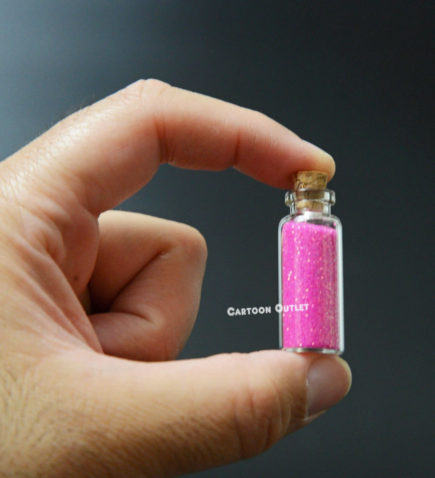 12 Pink Craft Glitter Mini Cork Bottles Princess Quinceanera Fairy Party Favors - Image 2 of 4