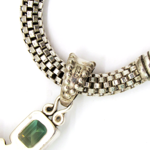 ANTIQUE STERLING SILVER .925 WOVEN STATEMENT CROSS IRIDESCENT TOGGLE NECKLACE - Picture 6 of 6