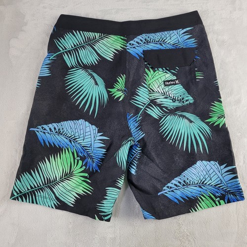 NWT HURLEY BOARD SHORTS MENS Sz 29 BLUE BLACK Fkoral SWIM TRUNKS 20" LENGTH - Picture 2 of 6