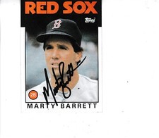 1986 TOPPS BASEBALL #734 Marty Barrett Boston Red Sox Signed Autograph -