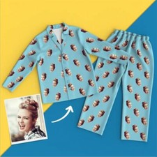 DIY Custom Photo Personalised Custom Face Pyjamas Pajamas Unisex Long Sleeve