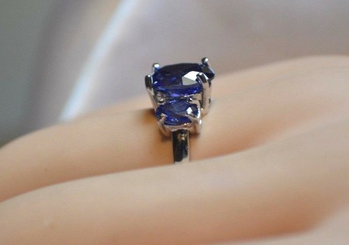 7.25 PREMIUM Simulate AAA COCKTAIL TANZANITE TRIBALE ORO BIANCO 14K FILL S-7. - Foto 6 di 12