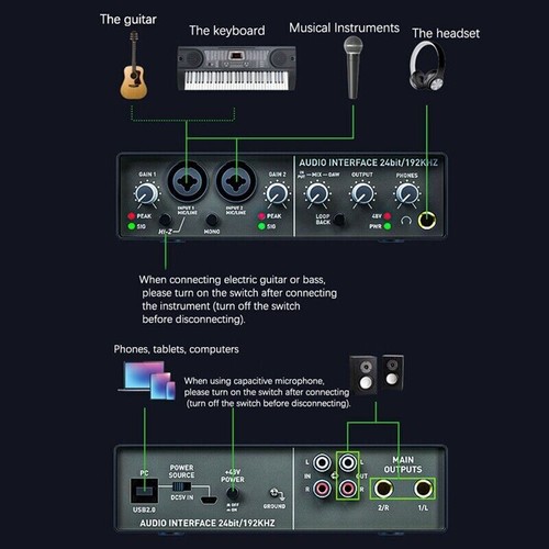 USB Audio Interface External Sound Card Monitoring for Live Studio Recording US - Picture 6 of 9