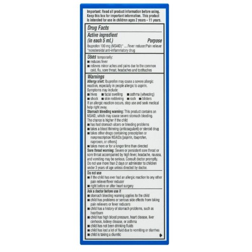 Advil Child Fever Liq Fru Size 4z - Picture 2 of 2