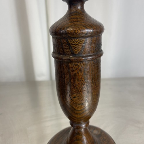 Vintage Pair of English CandleSticks 12" Oak and Pewter Antique Home Decor - Picture 7 of 8