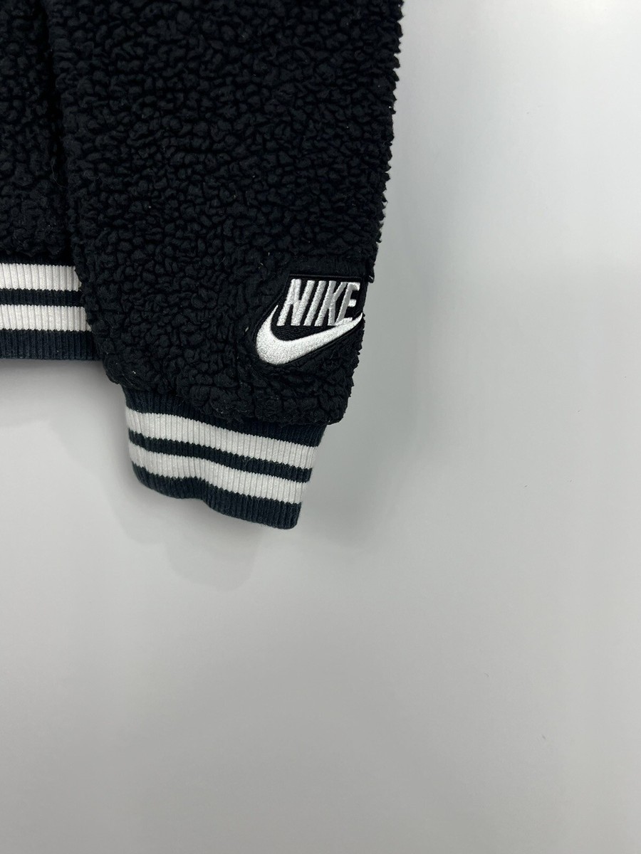 ☆ ☆ Here is the Black and White CKJ Sherpa Smal Nike Jacket Women Small Black White Fuzzy Fleece Coat Full
