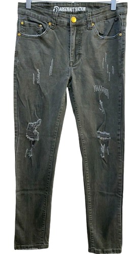 Argonaut Nation Mens Jeans Sz 30X30 (Actual 30x29) Gray Slim Straight Distressed - Picture 2 of 9