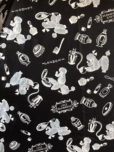 Vintage volle Größe LULU GUINNESS schwarz blau Regenschirm, PUDEL SPIEGEL LIPPENSTIFT - Bild 8 von 12