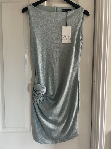 Zara Mini Dress With Metallic Fibre Size L - Picture 2 of 15