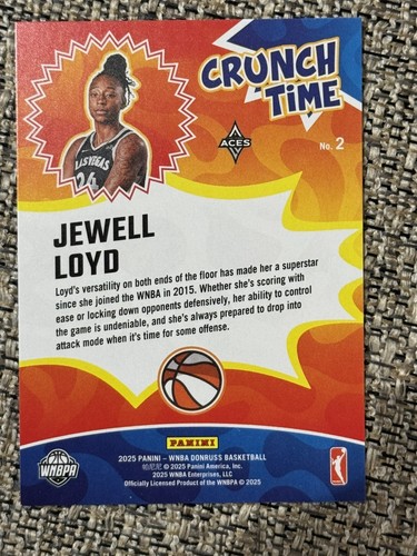 Jewell Lloyd 2025 WNBA Donruss Crunch Time Press Proof #2 Las Vegas Aces - Foto 2 di 2