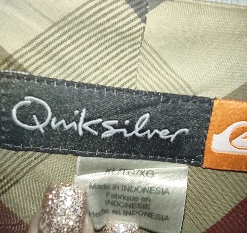 Quiksilver Herren Kurzarm Hemd mit Knopfleiste XL, creme, hellbraun, blau kariert - Bild 4 von 6