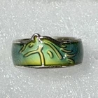 Vintage Style Horse Head Color Changing Contrasting Silver Painted Mood Ring