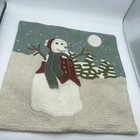 Pottery Barn Pillow Cover Sham Snowman 18" Crewel Embroidered Christmas