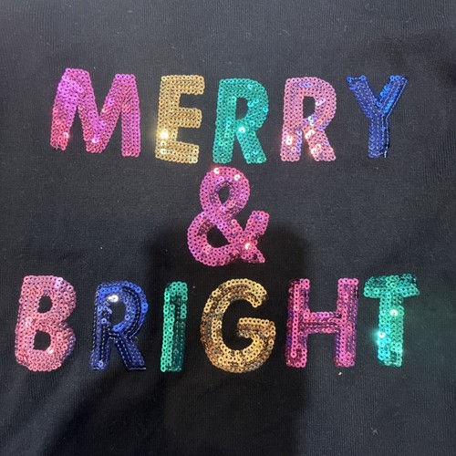 Melierter Merry & Bright Pailletten Pullover Damen Medium schwarz Weihnachtspullover - Bild 2 von 11