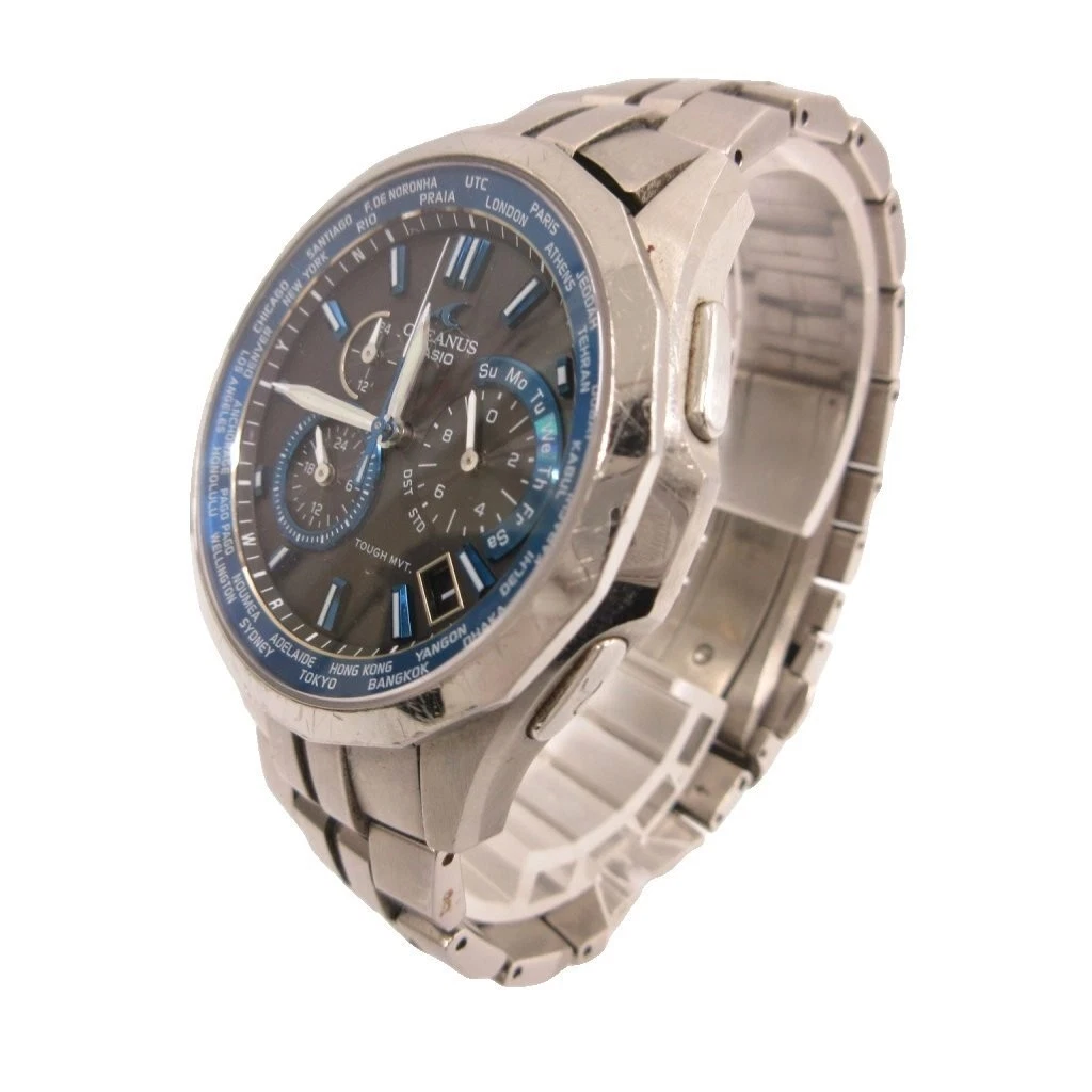 Reloj Casio Oceanus Manta OCW-S1400-1AJF Radio Solar Esfera Azul Marino Plateado De Japón