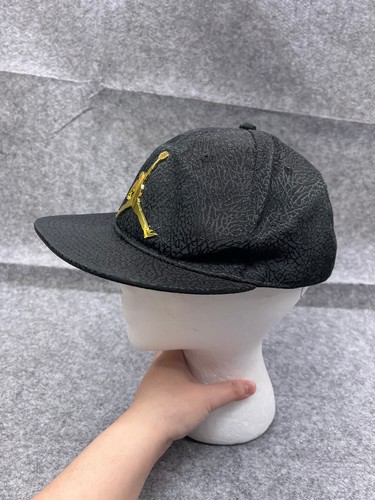 Jumpman Jordan Hat Cap Snap Back Youth One Size Black Gold Logo Polyester Skate - Picture 4 of 14