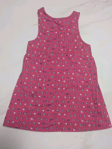 Vintage OshKosh B'Gosh Pink Floral Overall Dress Girls 6 USA Sleeveless Jumper - Picture 2 of 5