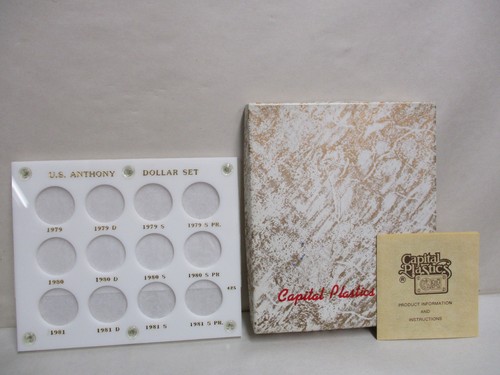Capital Coin Holder #425 Susan B Anthony Dollar Set 1979-1981 S Proof SBA White - Picture 1 of 6