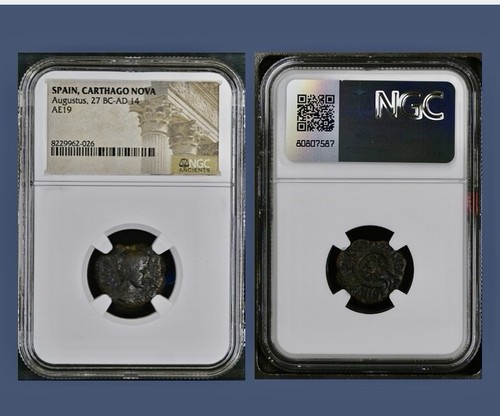 Nova Carthage Very Rare NGC Genuine 27BC-14AD Emperor Augustus Coin King Ptolemy - Picture 14 of 14