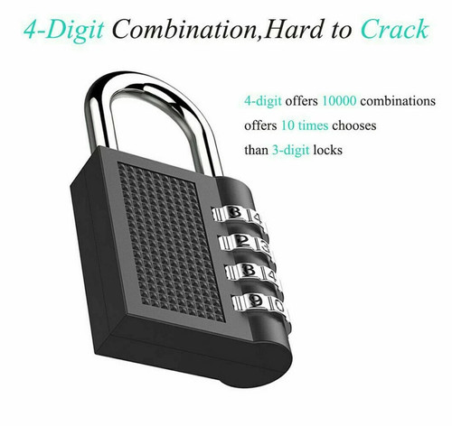 4 Digit Combination Padlock Heavy Duty Outdoor Lock Gym Travel Luggage Locker - Picture 6 of 12