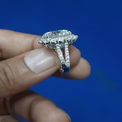 Certified 5.80 Ct Treated Off White Diamond Solitaire Ring In 925 Silver - Picture 4 of 4