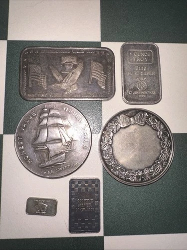 Mixed Lot Of 4 Troy Ounce & 11 Grams Silver Bars Bullions .999 Silver SPOT PRICE