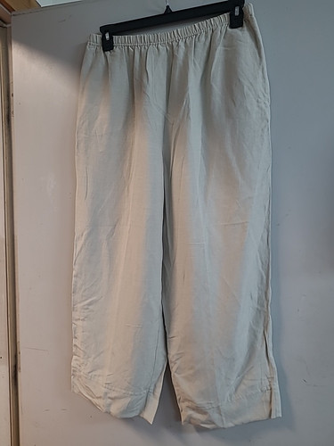 J Jill Linen Silk Pants Sz L Pull On Elastic Waist Faux Zipper EUC - Picture 1 of 4