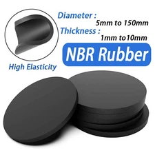 Solid NBR Rubber Discs Flat Round Pad Sealing Non-Slip Cushioning Dia 5mm-150mm