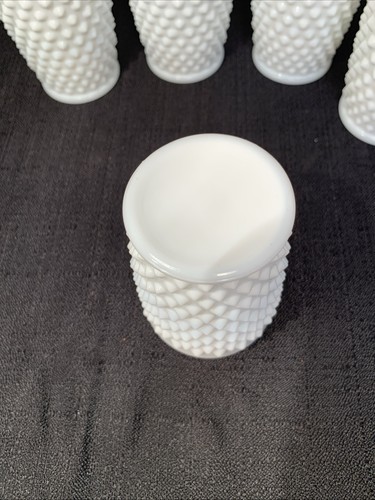 Fenton Milk Glass Hobnail Juice Tumblers 3.5” Capacity 4 ounce Set Of 5 Vintage - Picture 3 of 5