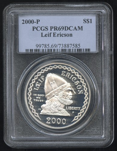 US Coin 2000 Leif Ericson Silver Dollar Proof PR69 DCAM Viking Ship NO RESERVE!