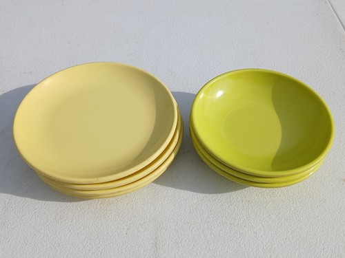 MCM Watertown Lifetime Ware Yellow Melamine (4) Dessert Plates (3) side plates