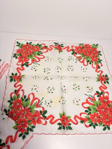 Vintage Weihnachten Stechpalme & Weihnachtsstern Stoffservietten 8er Set - Bild 6 von 6